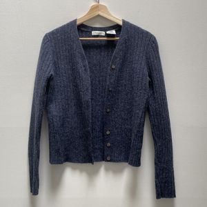 100% lambswool muted blue cardigan